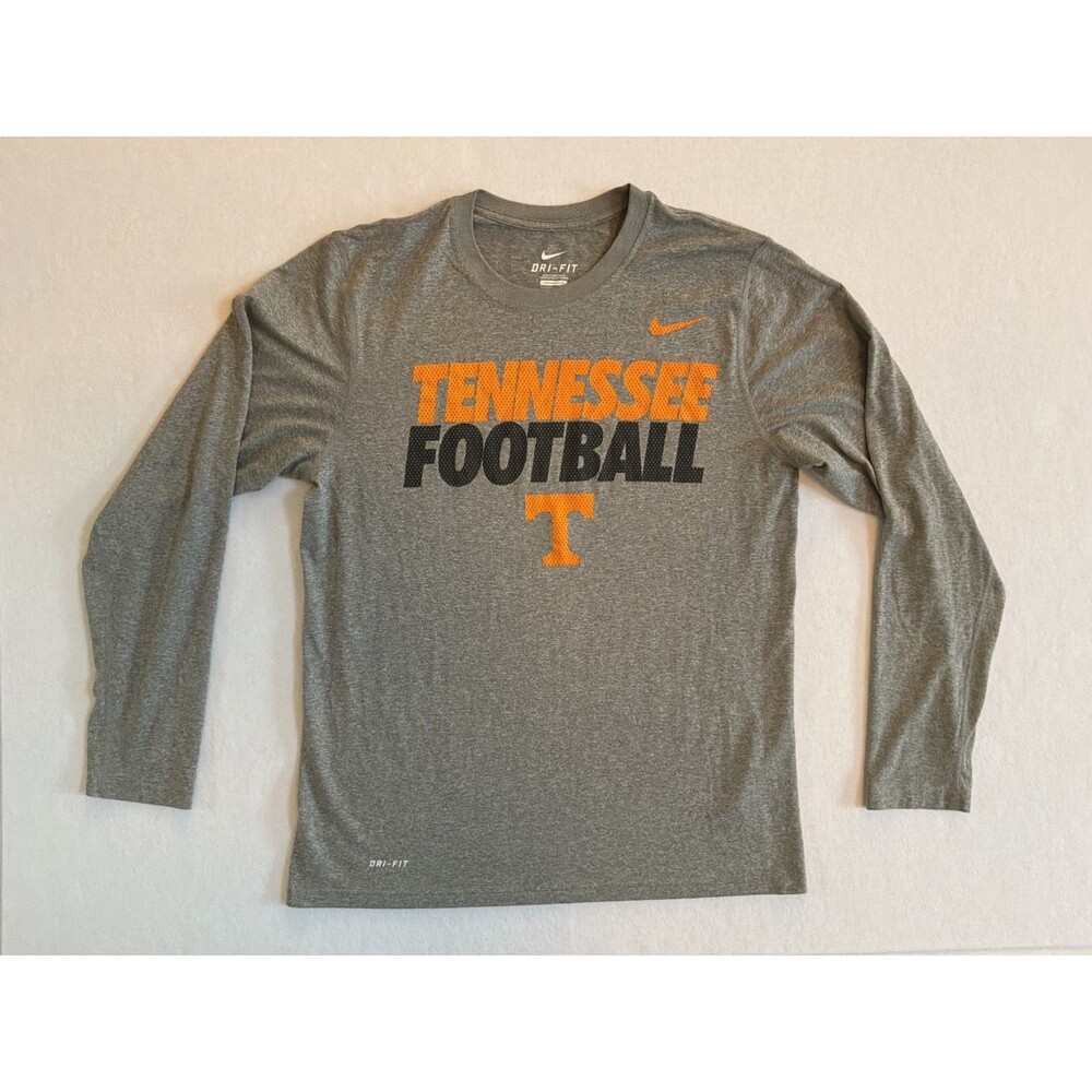 Tennessee Football Volunteers Nike Dri-Fit Long Sleeve Shirt Gray sz medium NCAA